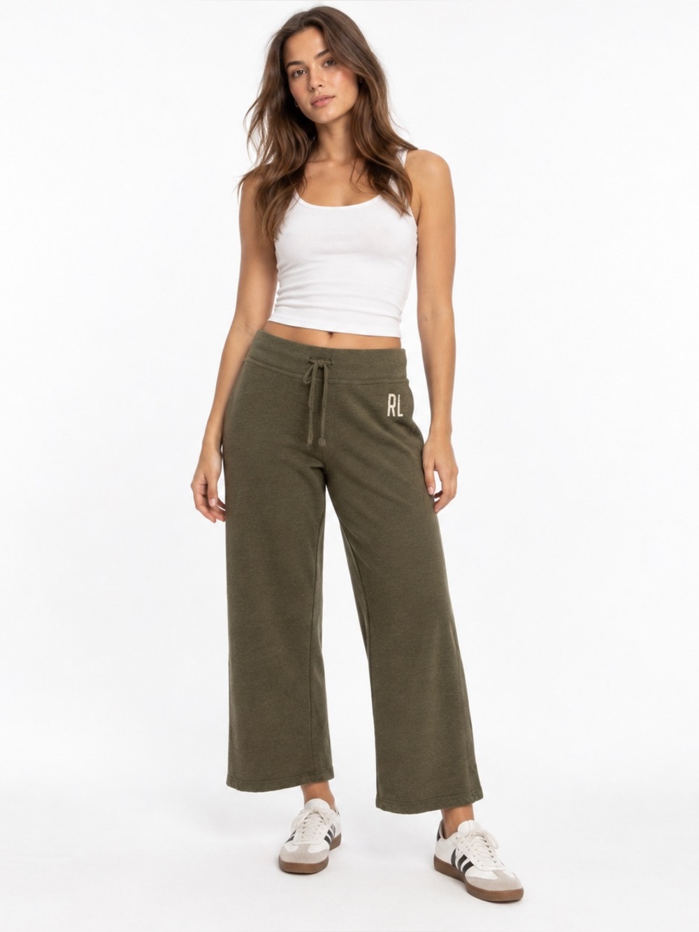 Polo Jeans Company Ralph Lauren Olive Green Wide Leg Sweatpants Size Medium